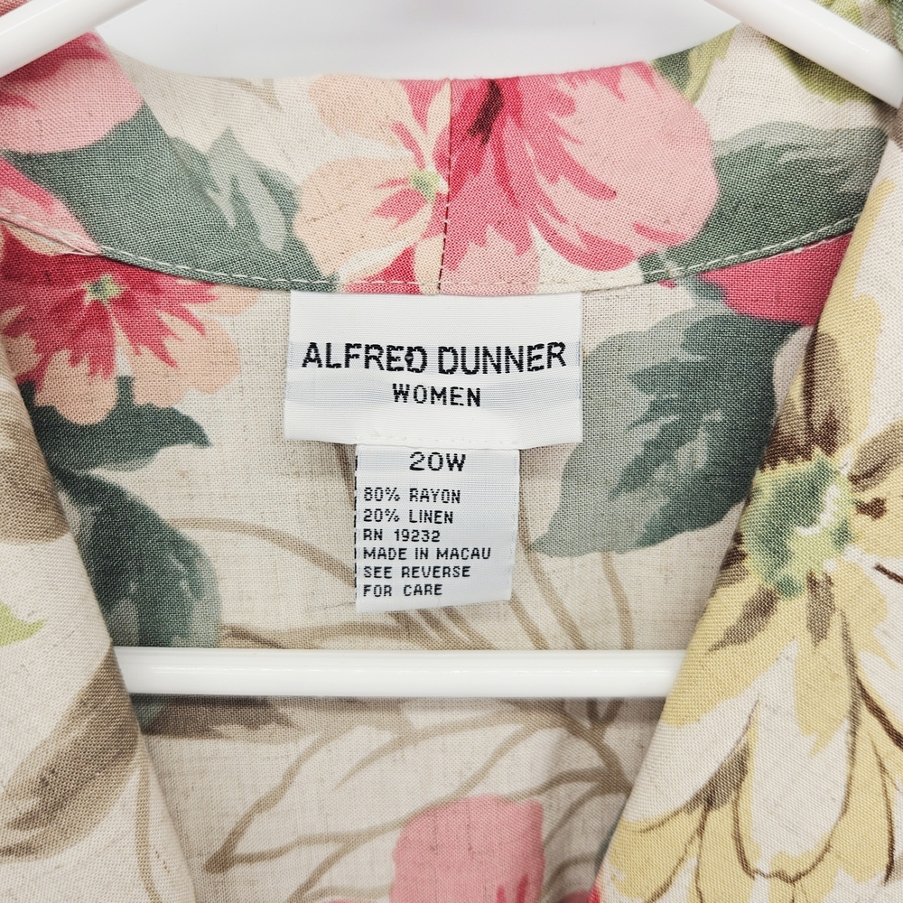 Alfred Dunner Floral Blouse Pink, Green Rayon Linen Women's Plus Size 20W NWT - Picture 4 of 7